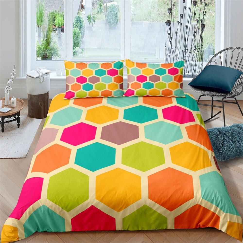 Colorful Hexagons Background Bedding Set