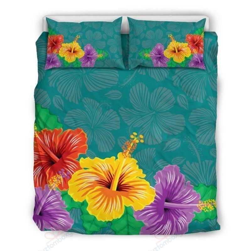Colorful Hibiscus Printed Bedding Set