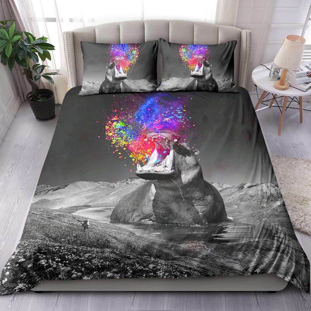Colorful Hippo Bedding Set