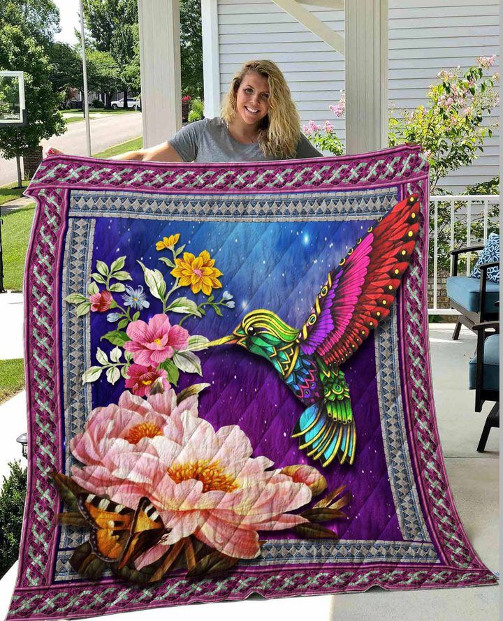 Colorful Humming Bird And Flowers Quilt Blanket DHC1402793TD