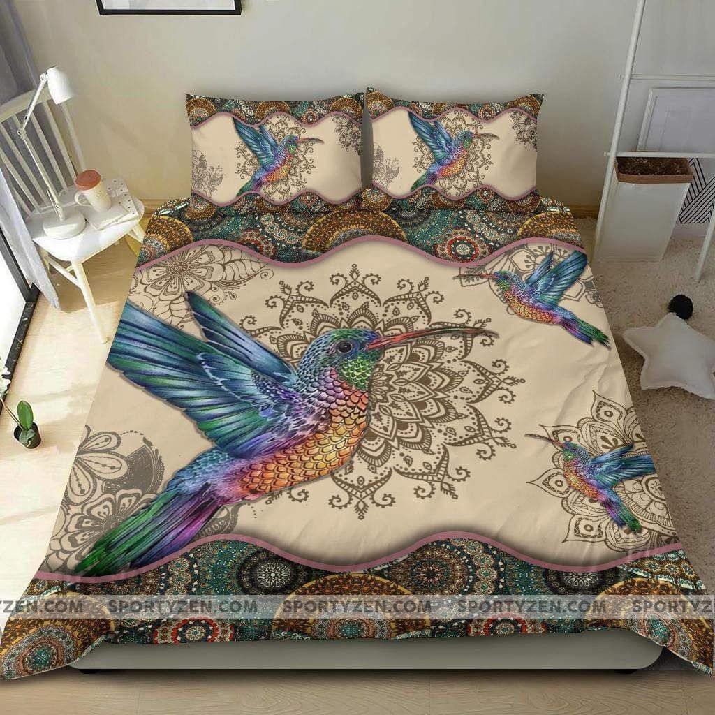 Colorful Hummingbird Mandala Bedding Set