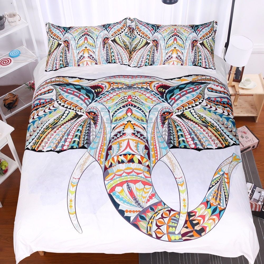 Colorful Indian Elephant 3d Bedding Set