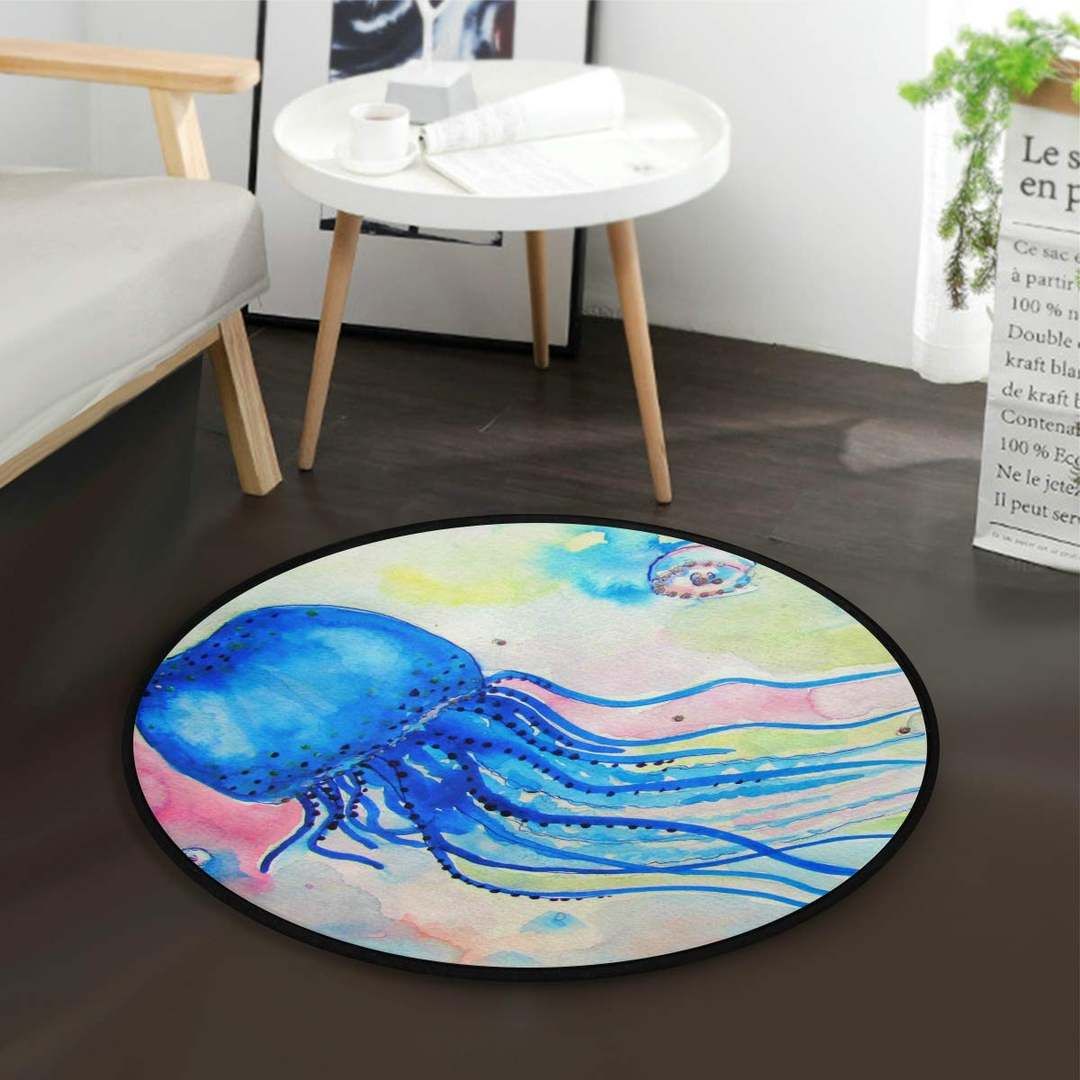 Colorful Jellyfish Round Carpet