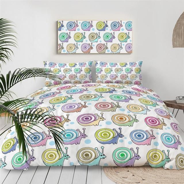 Colorful Kawaii Snails Bedding Set