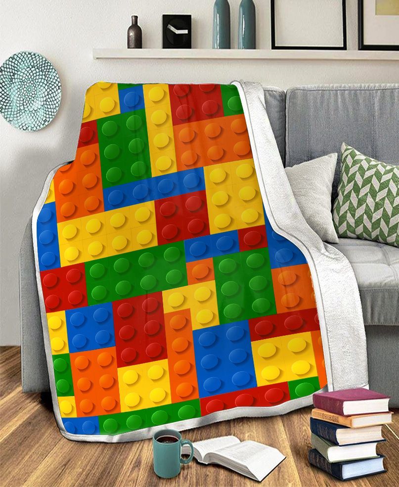 Colorful Kids Lego Sherpa Fleece Blanket