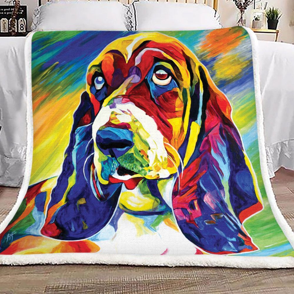 Colorful Labrador Dog Sherpa Fleece Blanket
