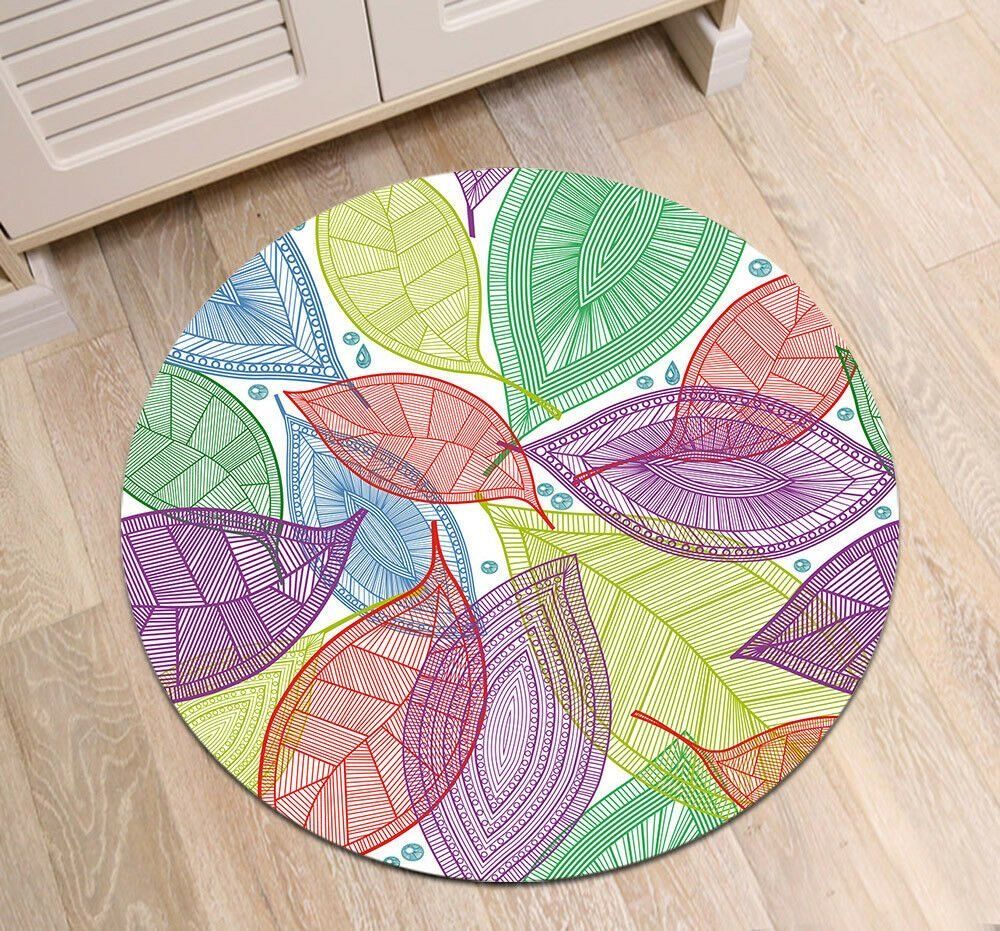 Colorful Leaves Round Carpet