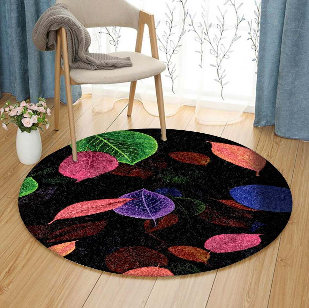 Colorful Leaves Round Carpet