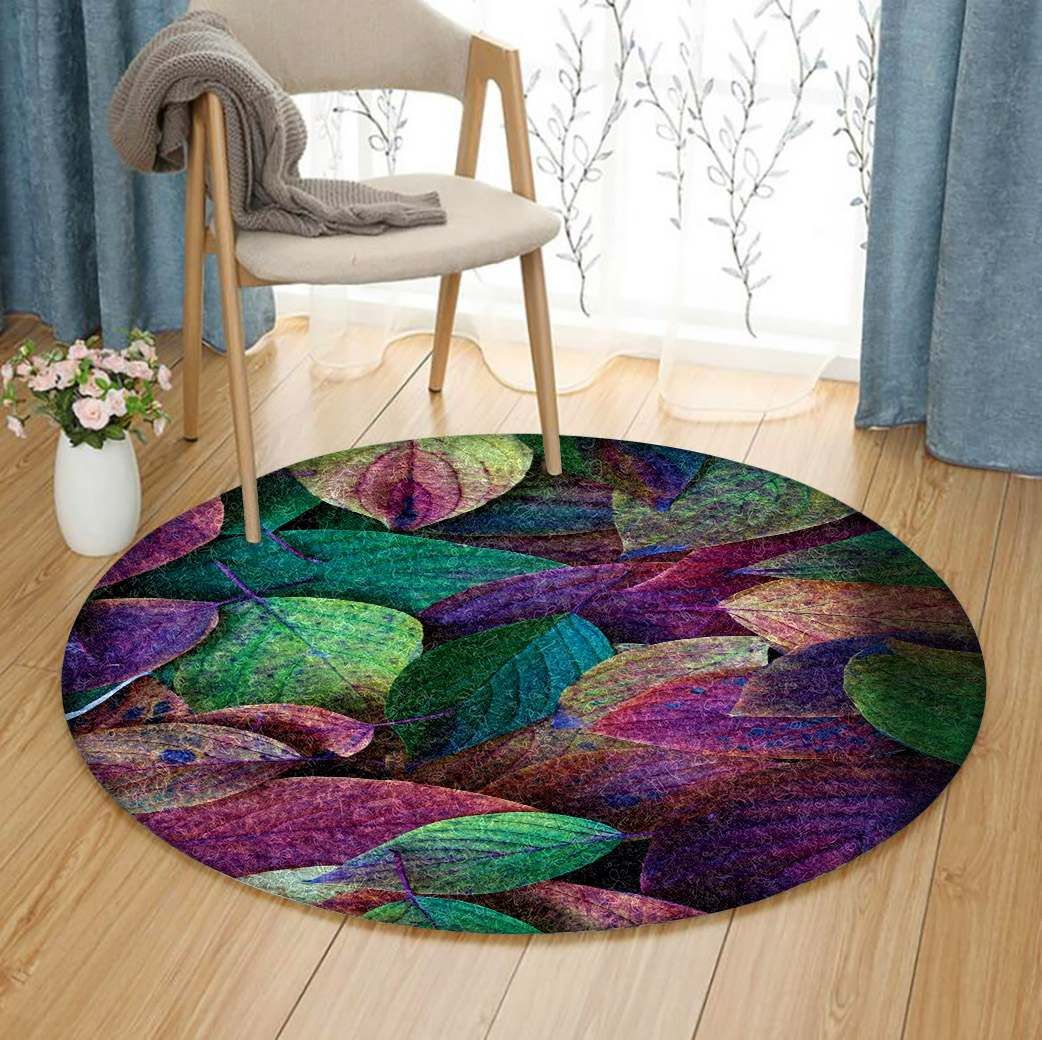 Colorful Leaves Round Carpet