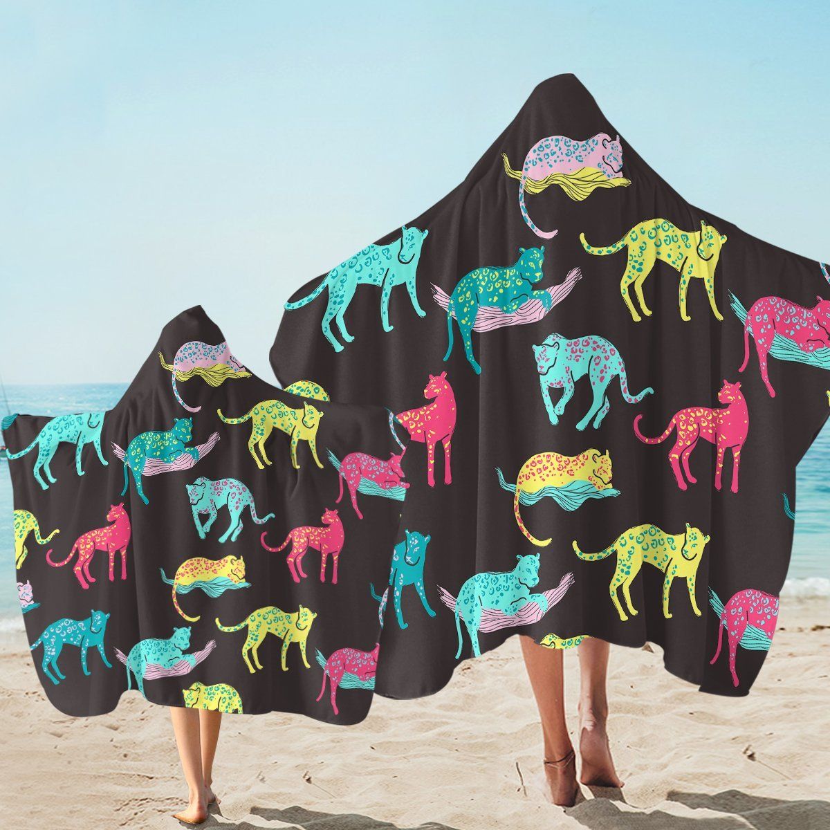 Colorful Leopard Things Printed Hooded Towel