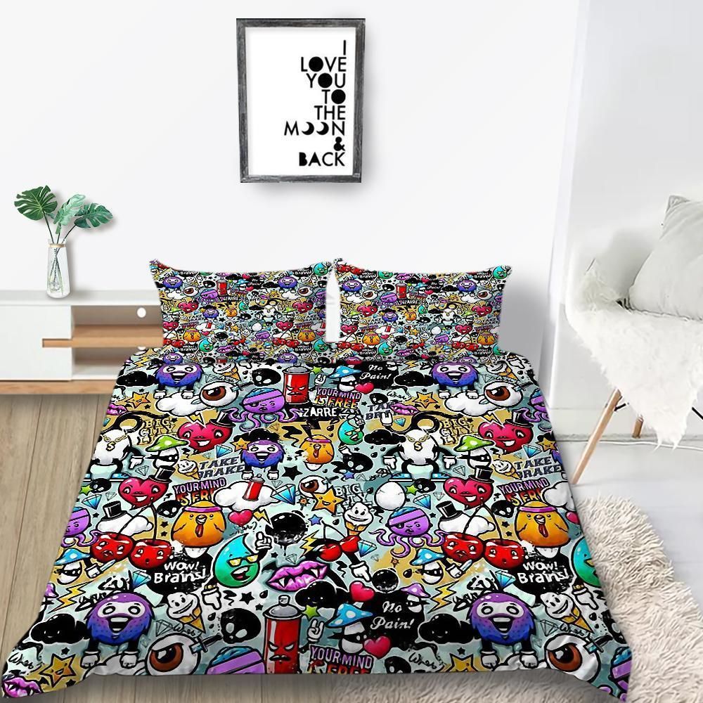 Colorful Little Monsters Printed Bedding Set