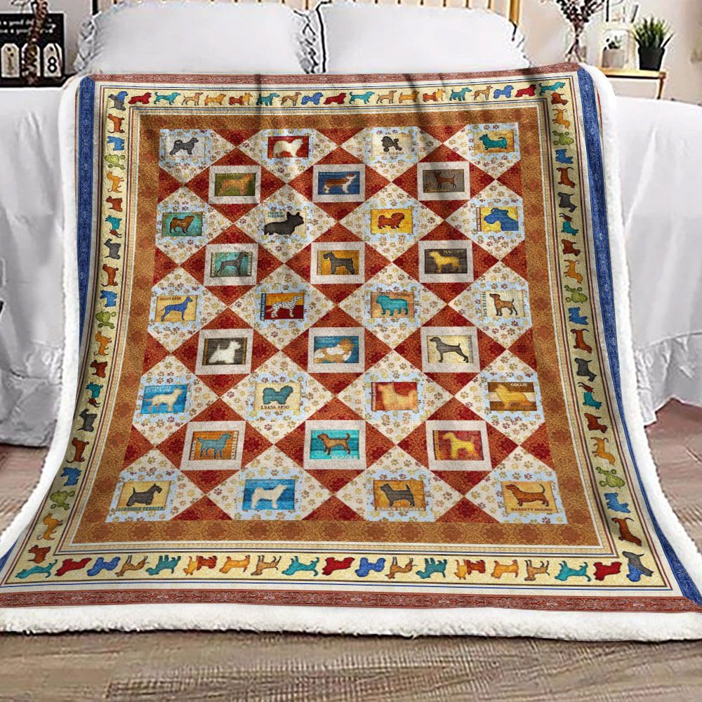 Colorful Love Of Dogs Sherpa Fleece Blanket