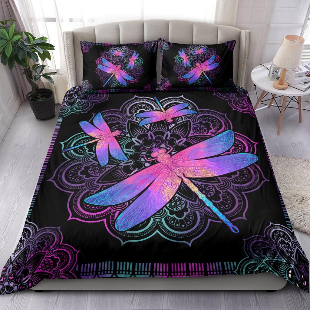 Colorful Mandala Dragonfly Bedding Set