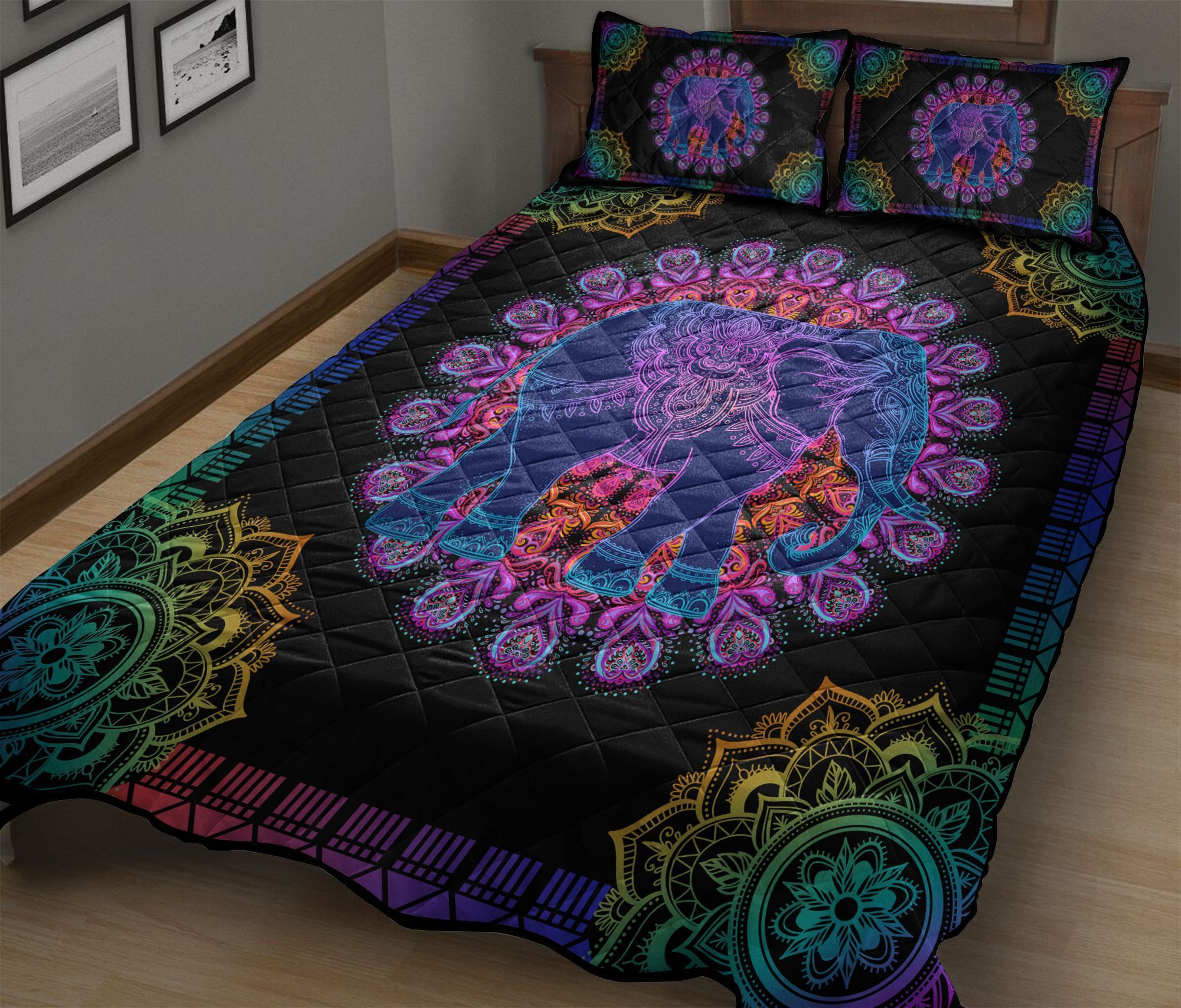 Colorful Mandala Elephant Bedding Set