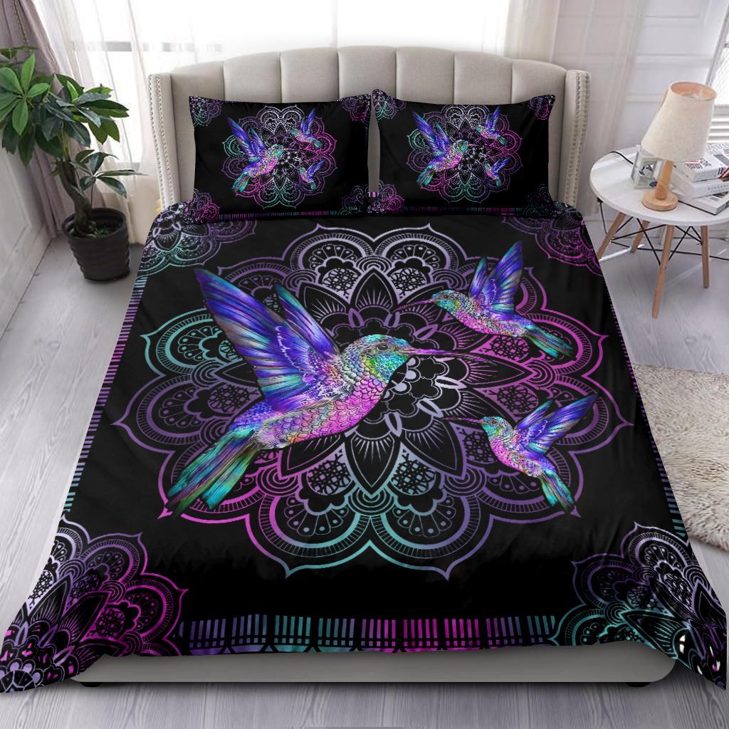 Colorful Mandala Hummingbird Bedding Set