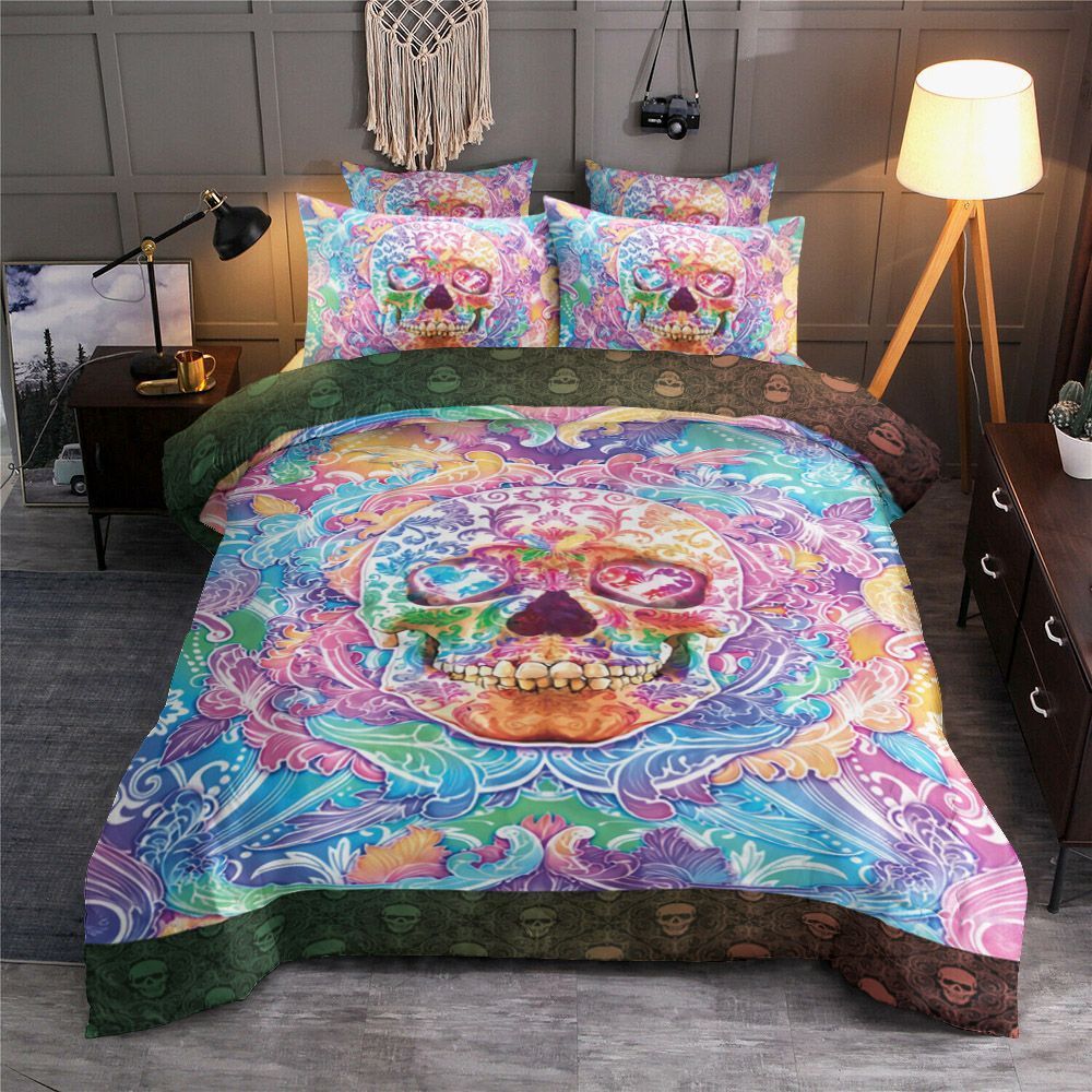 Colorful Mandala Skull Bedding Set