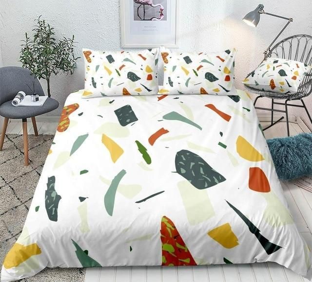 Colorful Marble On White Background Bedding Set