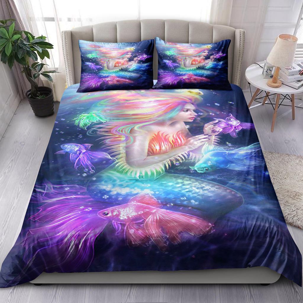 Colorful Mermaid And Fish Bedding Set