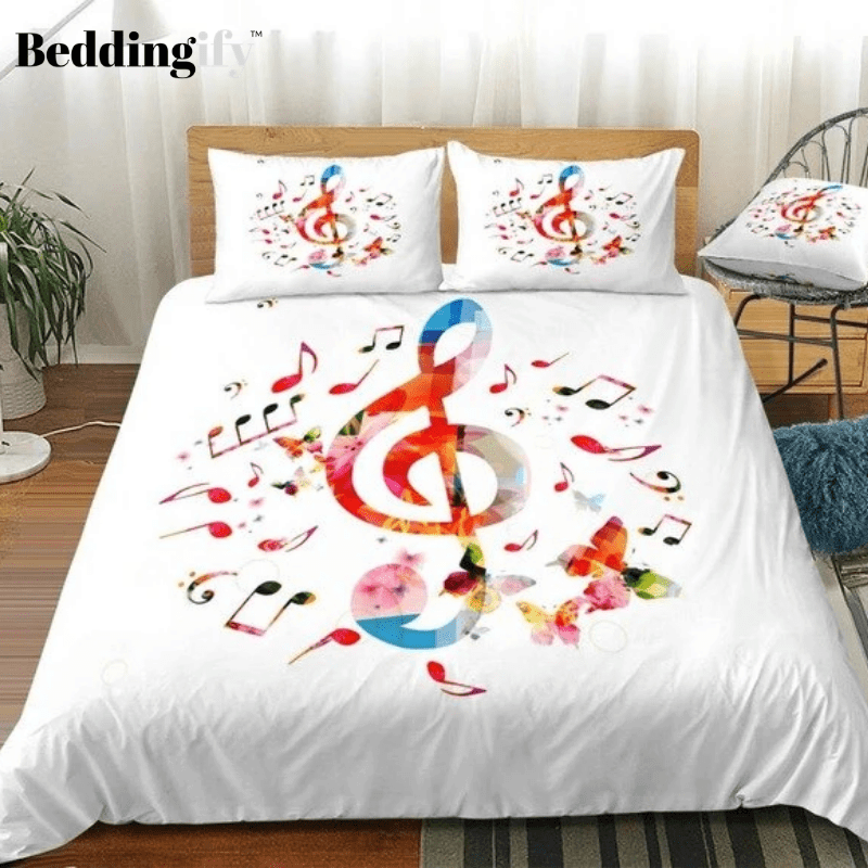 Colorful Music Notes Butterfly Bedding Set