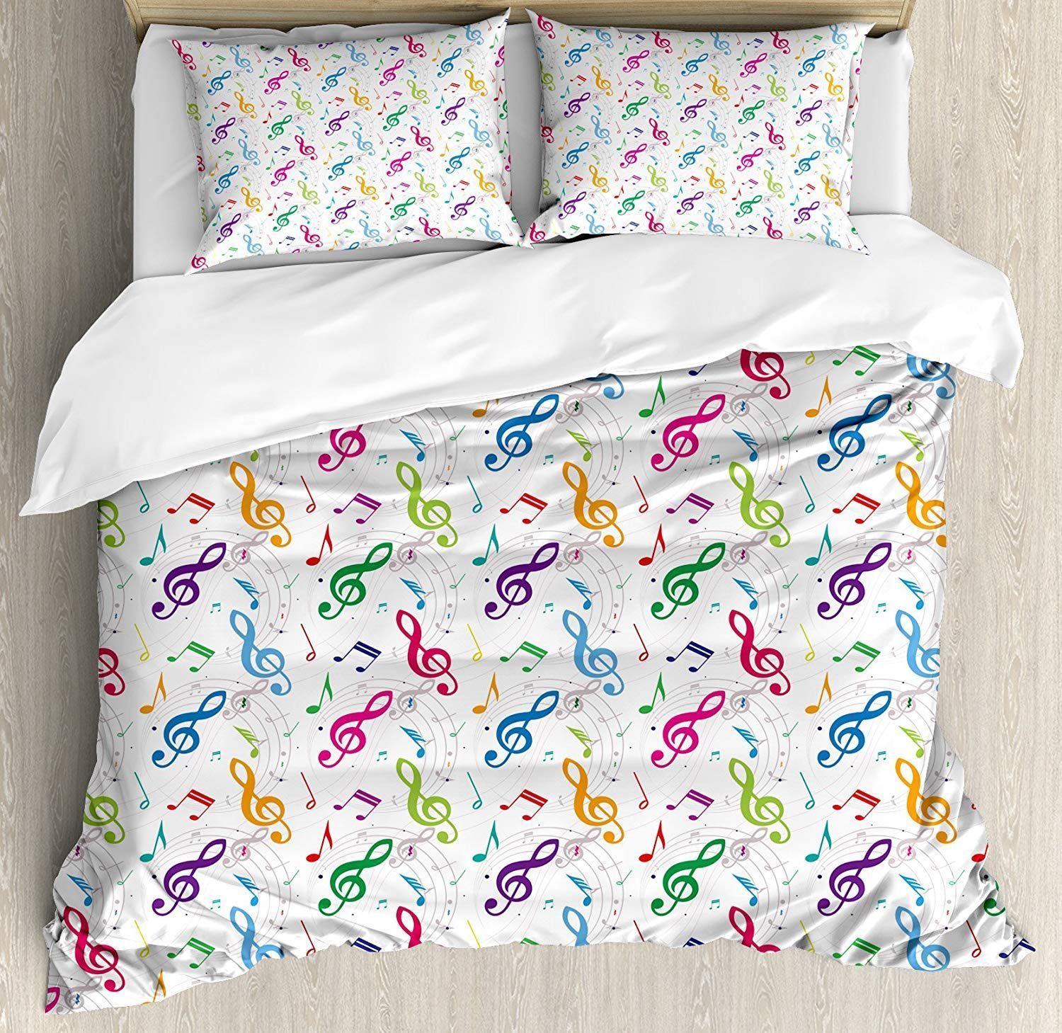Colorful Music Notes Bedding Set