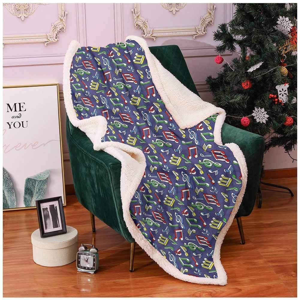 Colorful Music Notes Sherpa Fleece Blanket