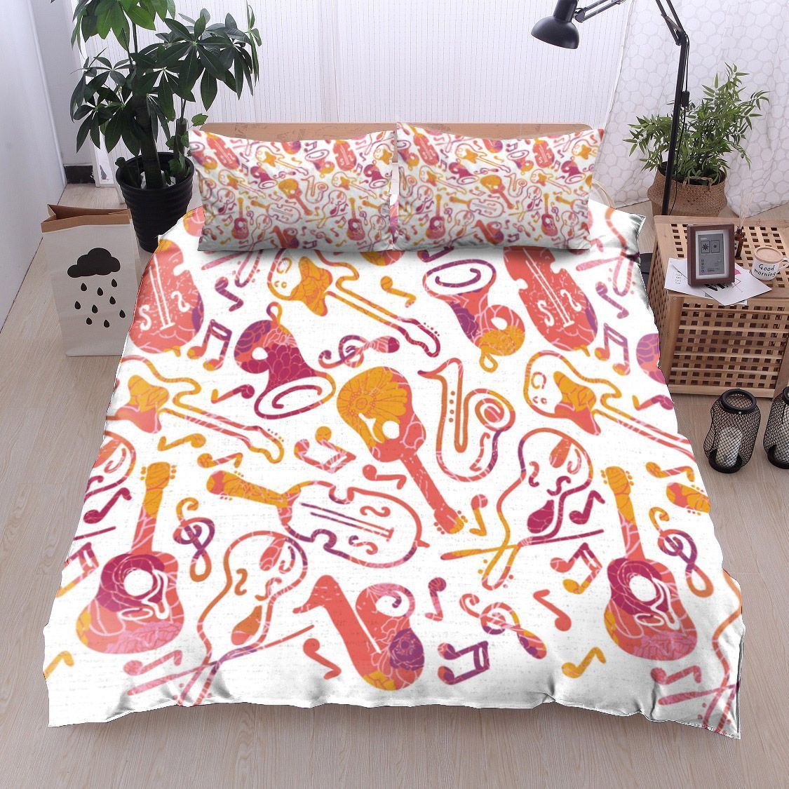 Colorful Musical Instruments Bedding Set