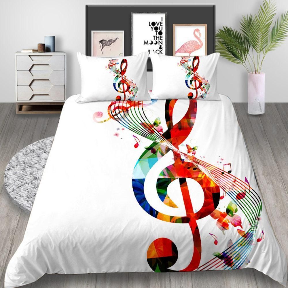 Colorful Musical Note Printed Bedding Set