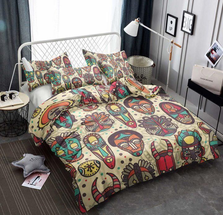 Colorful Native American Face Pattern 3D Printed Bedding Set