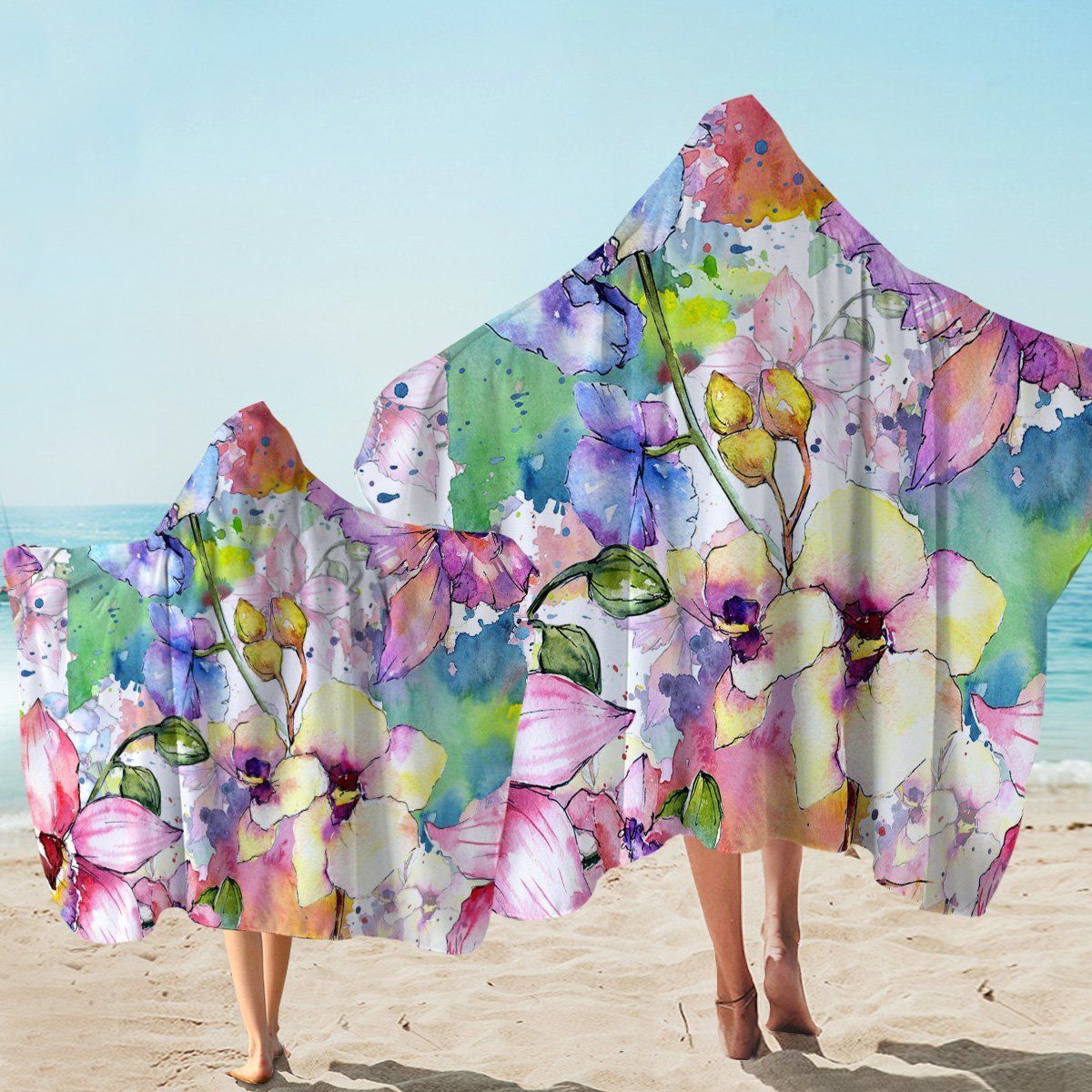 Colorful Oil Painting Cheery Flowers Printed Hooded Towel