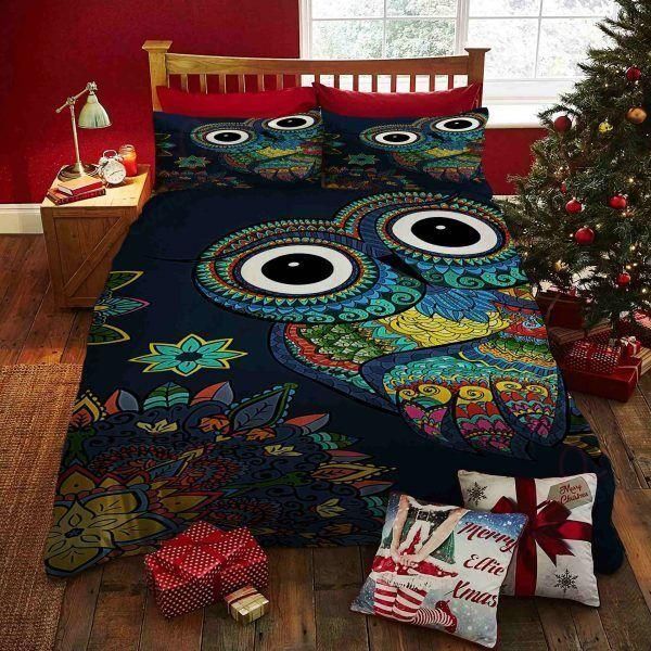 Colorful Owl Big Eyes Printed Bedding Set