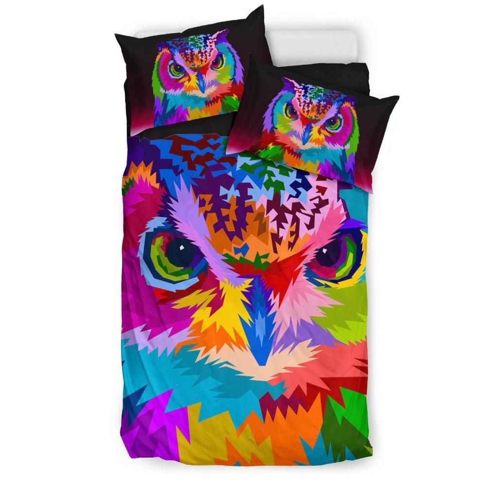 Colorful Owl Face Bedding Set