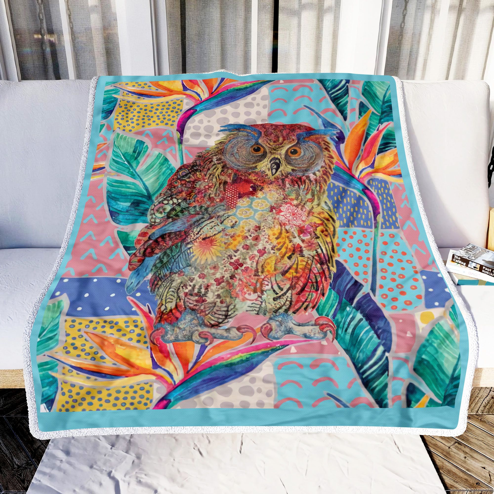Colorful Owl Fleece Blanket