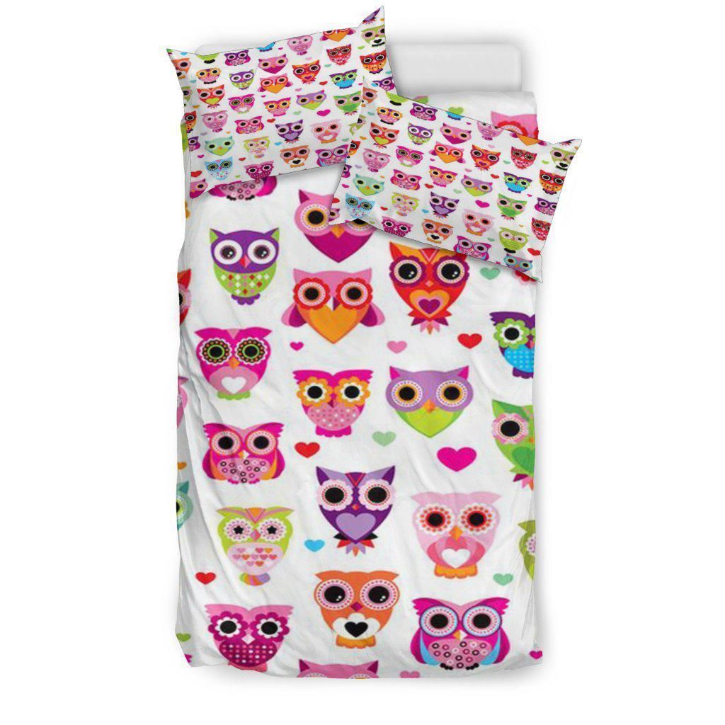 Colorful Owls Face Bedding Set