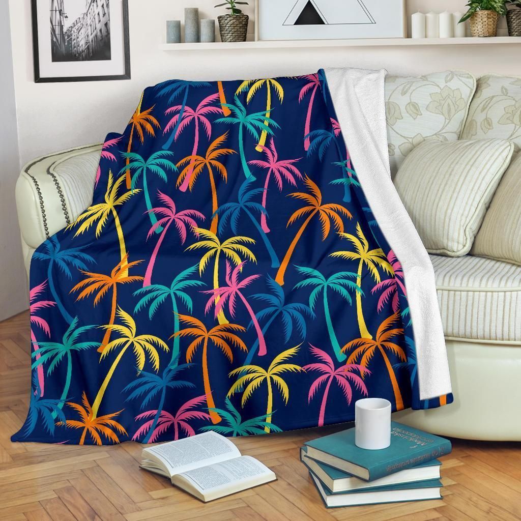 Colorful Palm Tree Pattern Print Design Fleece Blanket