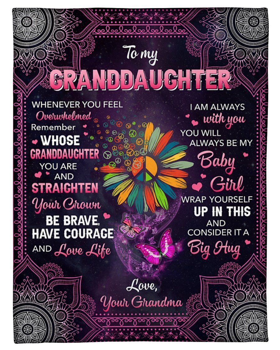 Colorful Peace Sign Grandma To Granddaughter I’m Always With You Fleece Blanket Fleece Blanket
