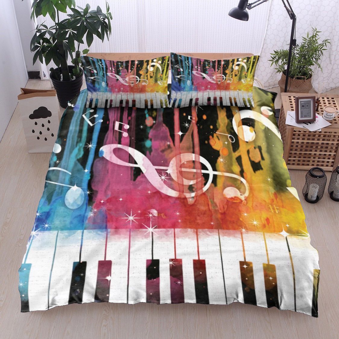 Colorful Piano And Music Note Bedding Set