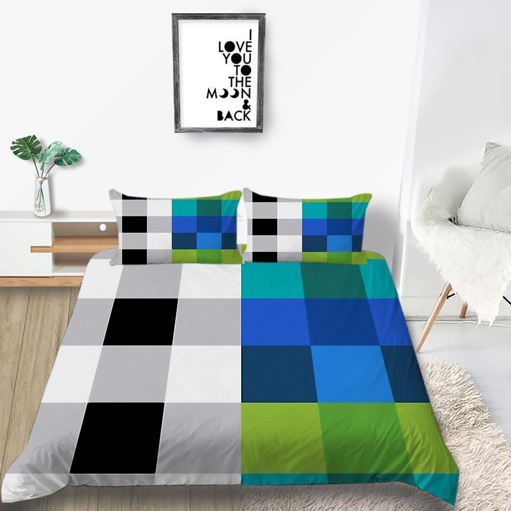 Colorful Plaid Printed Bedding Set