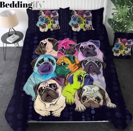 Colorful Pug Bedding Set