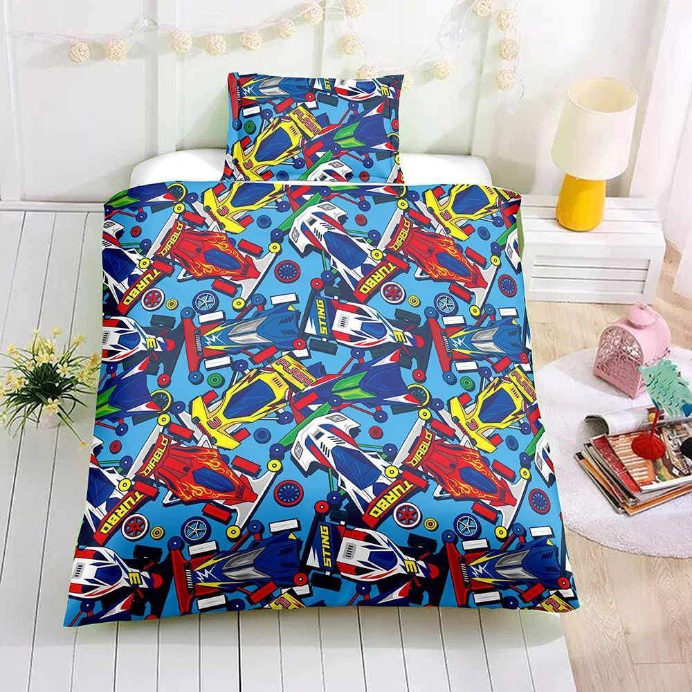 Colorful Racing Car Printed Bedding Set