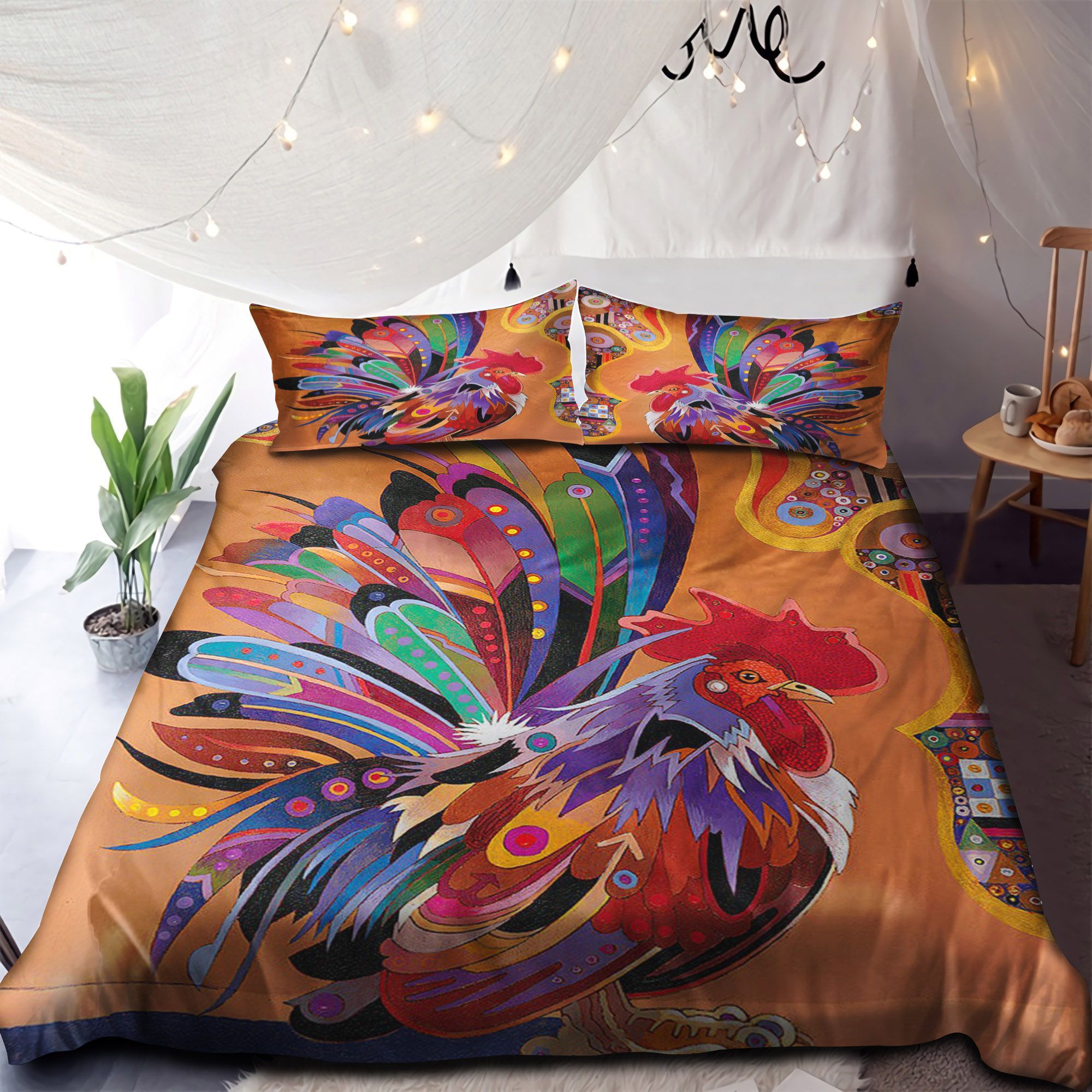 Colorful Rooster Bedding Set