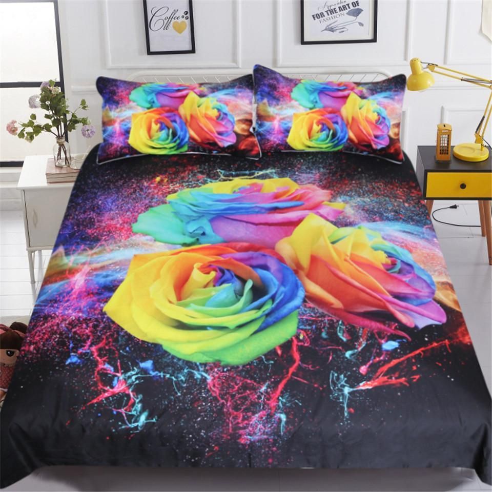 Colorful Roses Design Bedding Set