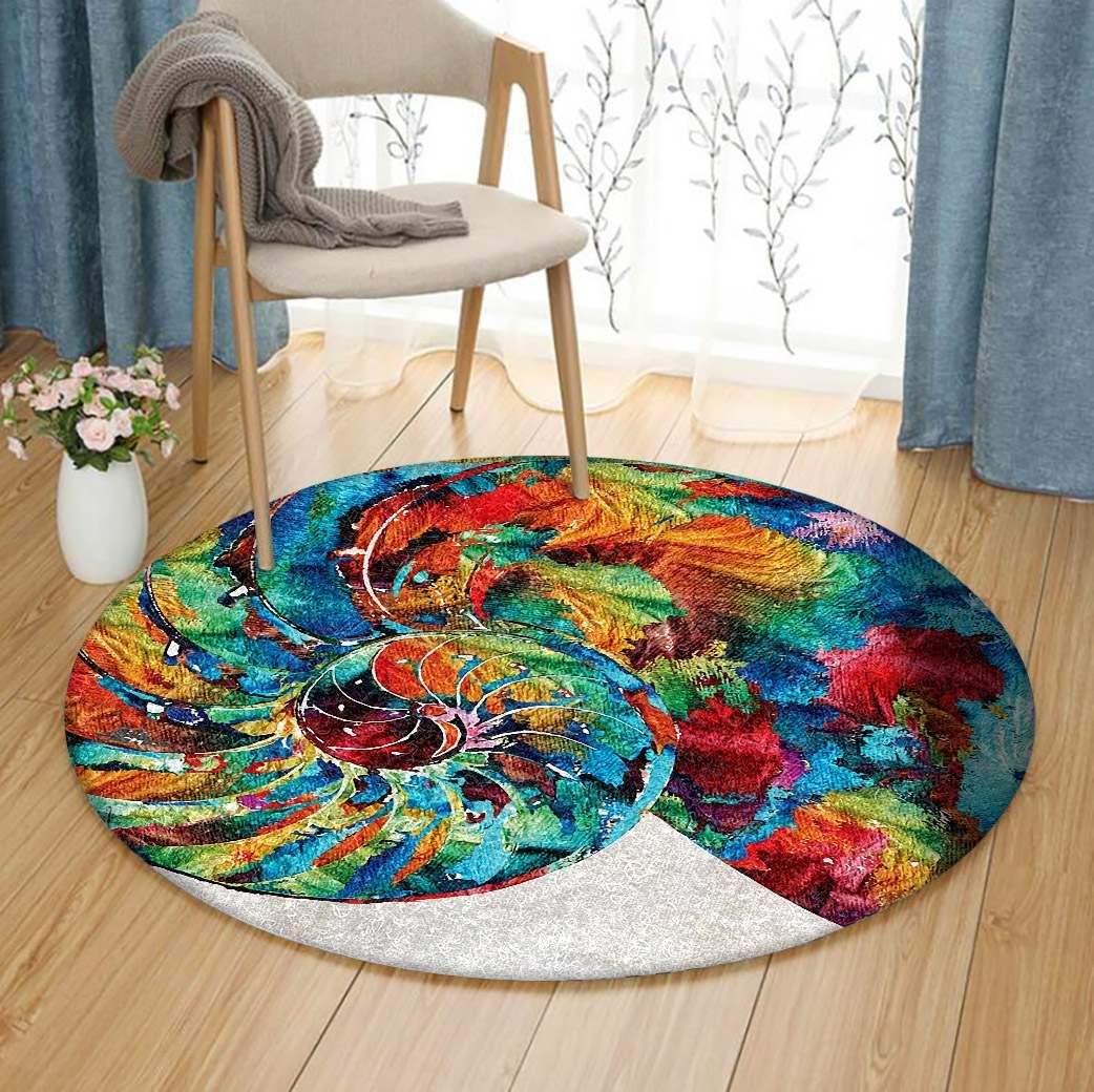 Colorful Seashell Round Carpet