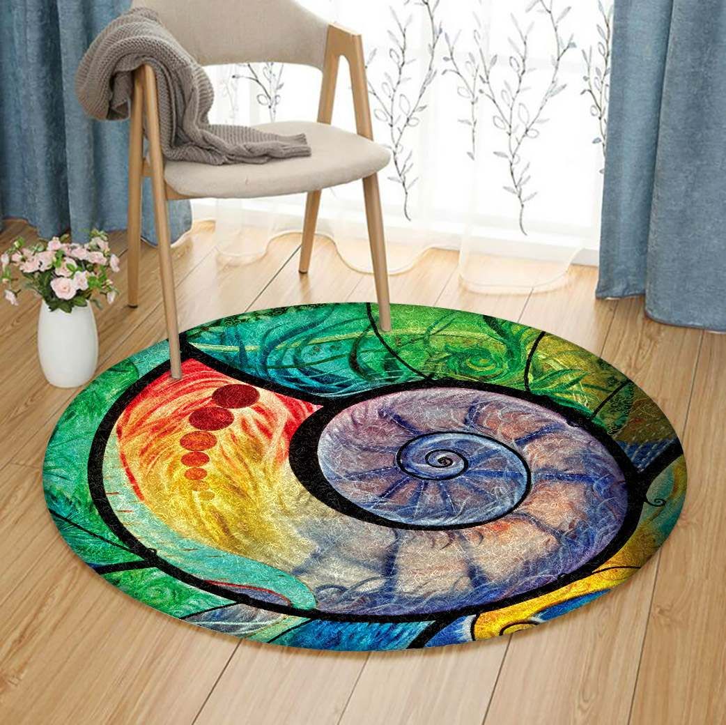 Colorful Seashell Round Carpet