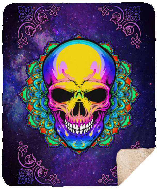 Colorful Skull Sherpa Fleece Blanket
