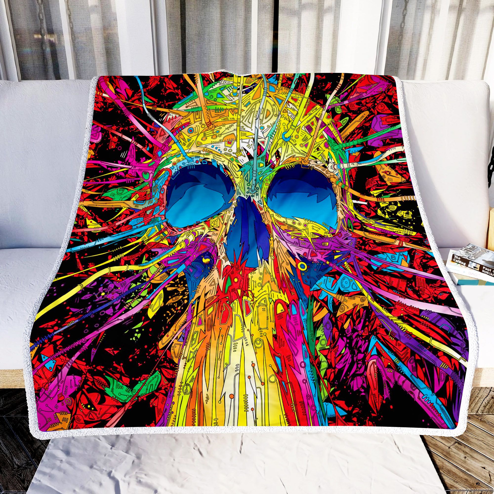 Colorful Skull Fleece Blanket