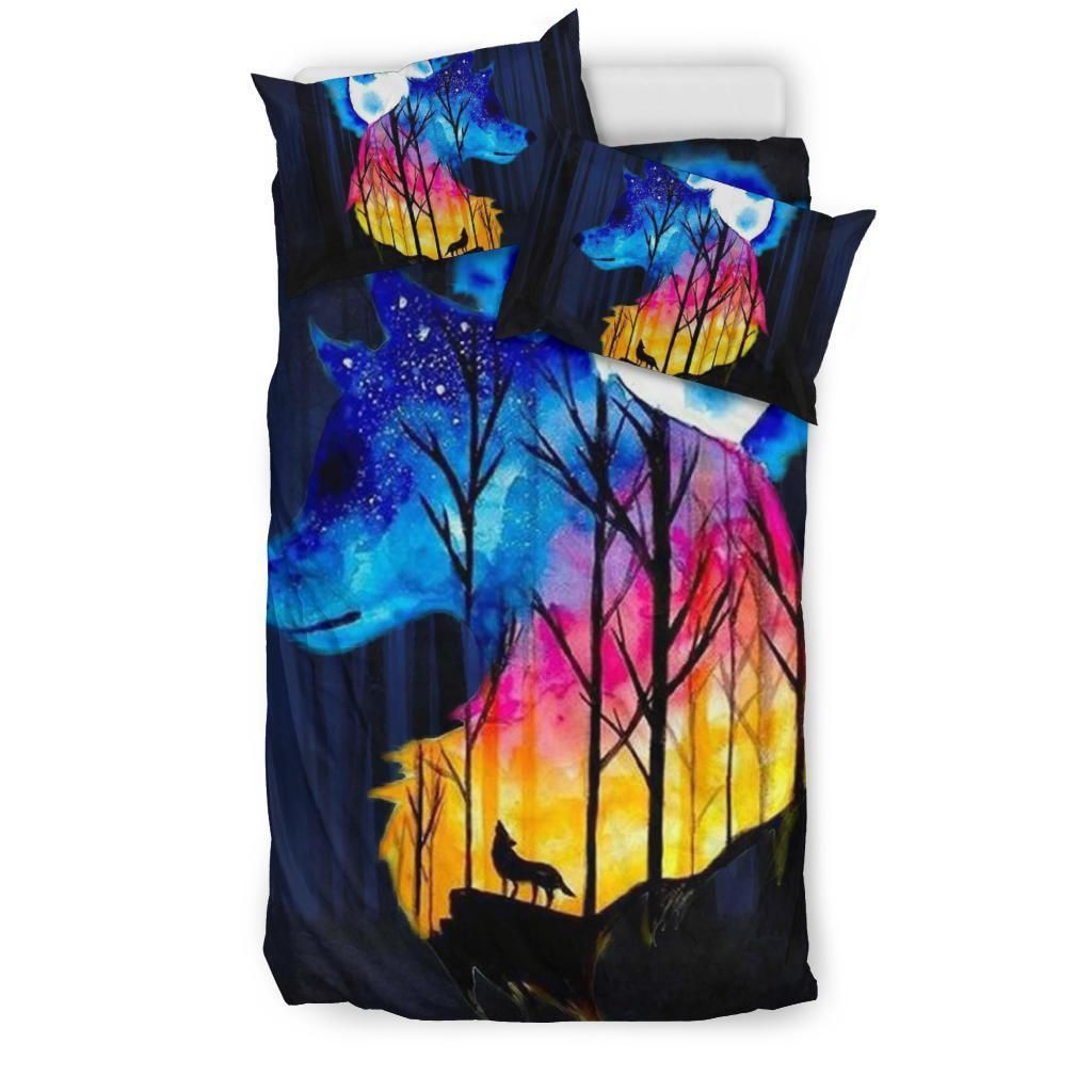 Colorful Sky Howling Owl Bedding Set