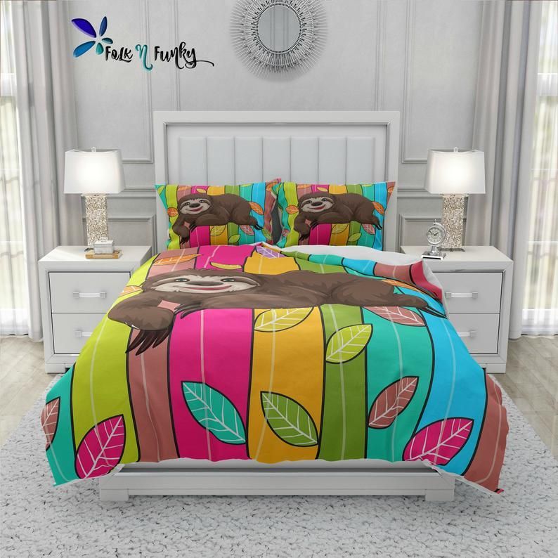 Colorful Sloth Bedding Set