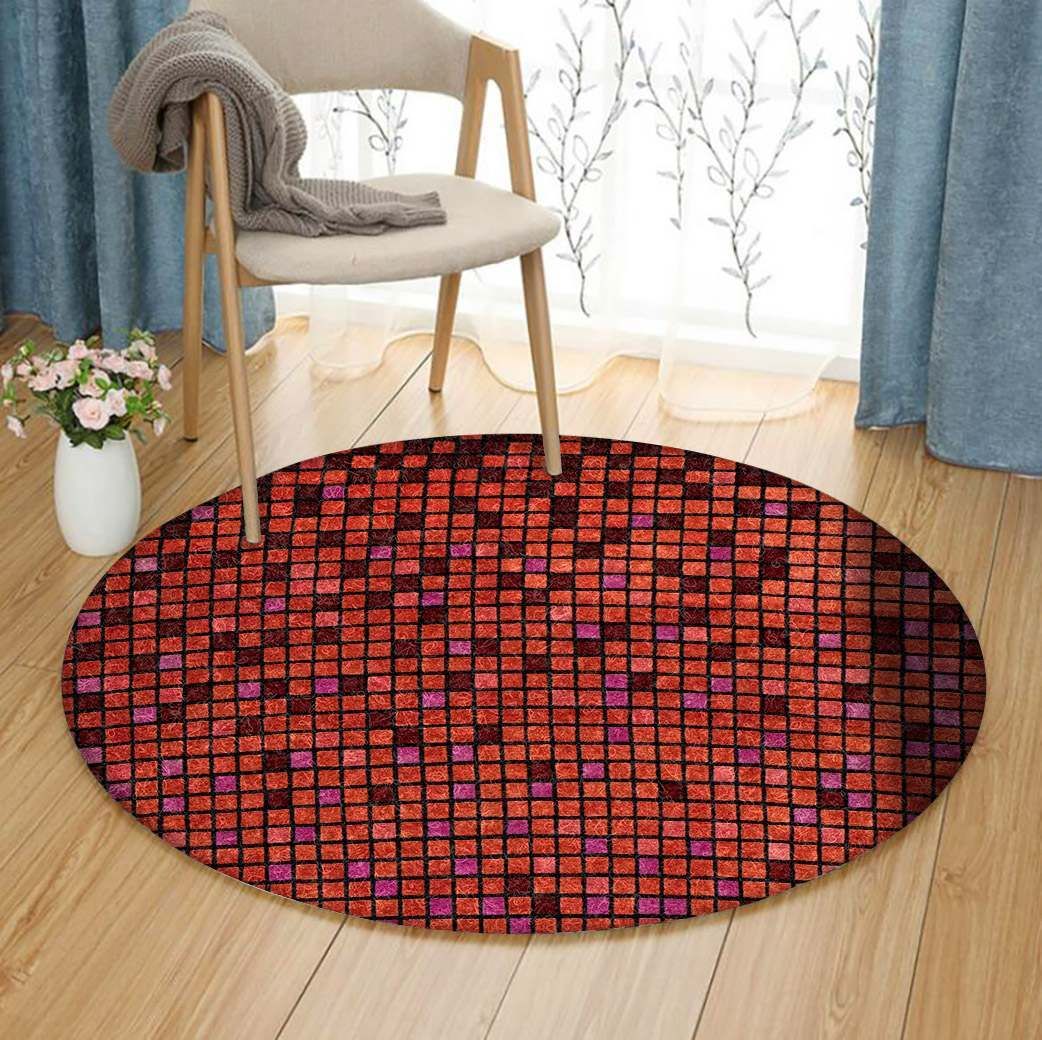 Colorful Squares Round Carpet