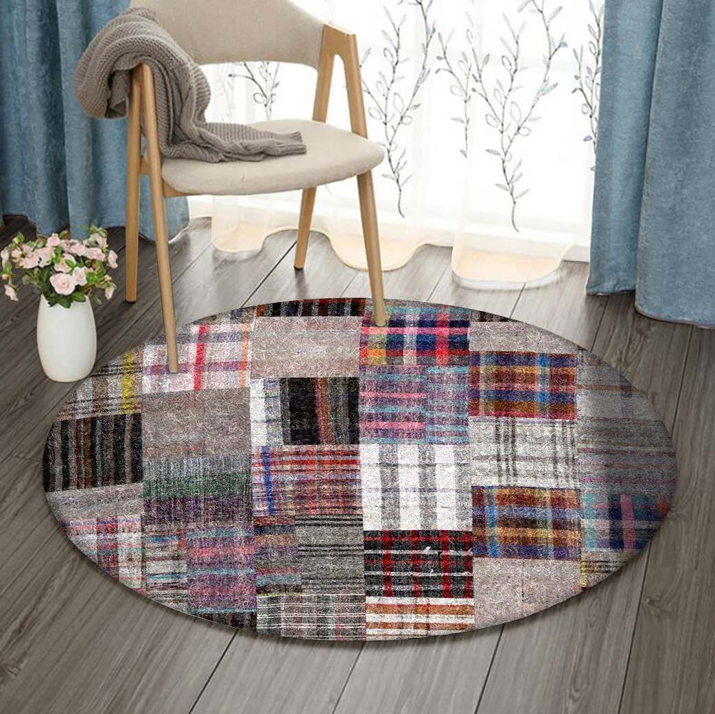 Colorful Striped Round Carpet