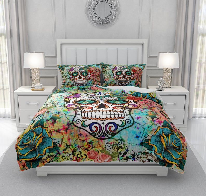 Colorful Sugar Skull Bedding Set